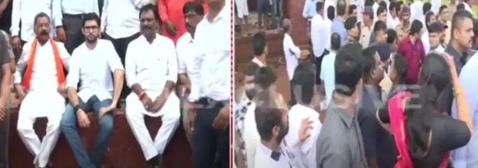 When Aditya Thackeray came to inspect the Rajkot fort in Sindhudurg, there was a fight between Mahavikas Aghadi workers and BJP workers.