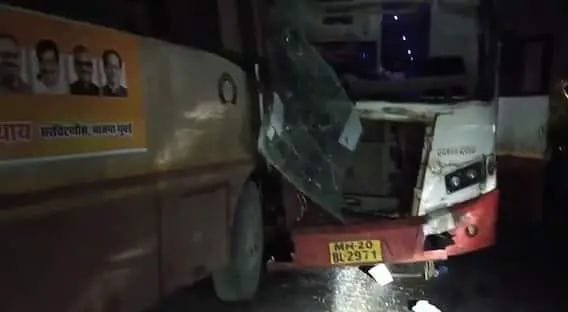 Accident on Mumbai-Goa National Highway, 2 ST buses collide head on, 25 passengers injured.