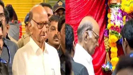 Sharad Pawar along with his son-in-law Sadanand Sule and granddaughter Revati Sule arrived at the feet of the Raja of Lalbagh.